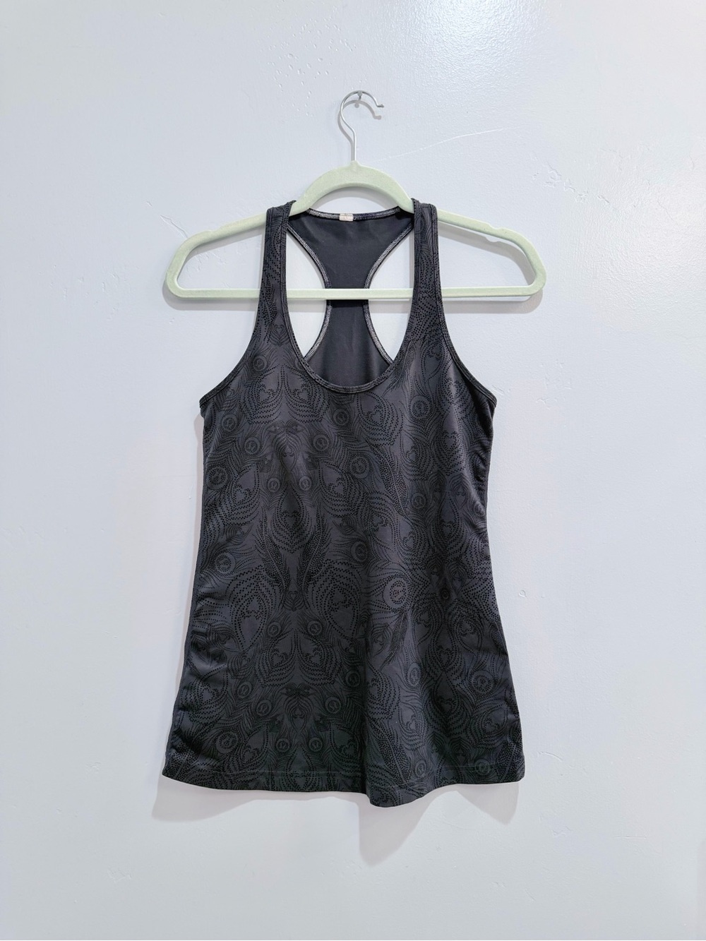 Lululemon Cool Racerback Tank Top Peacock Feather Dot Black Gray Size 6 - Picture 5 of 11